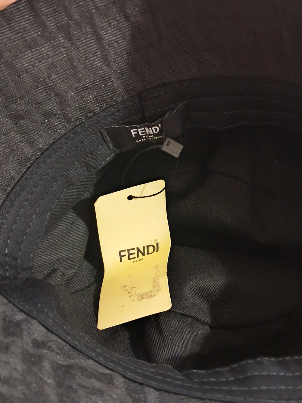 Fendi Black Bucket Hat with Yellow Logo - Picture 4 of 4
